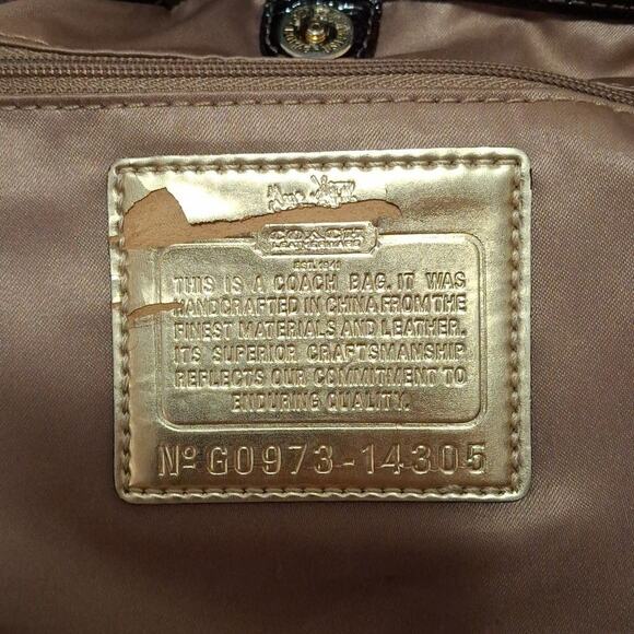 Coach 14305 Madison Signature Op Art Brown Sateen Maggie Carryall Shoulder Bag - Picture 3 of 12